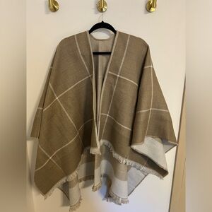 Banana Republic Reversible Sweater Poncho - Tan and Tan/White
